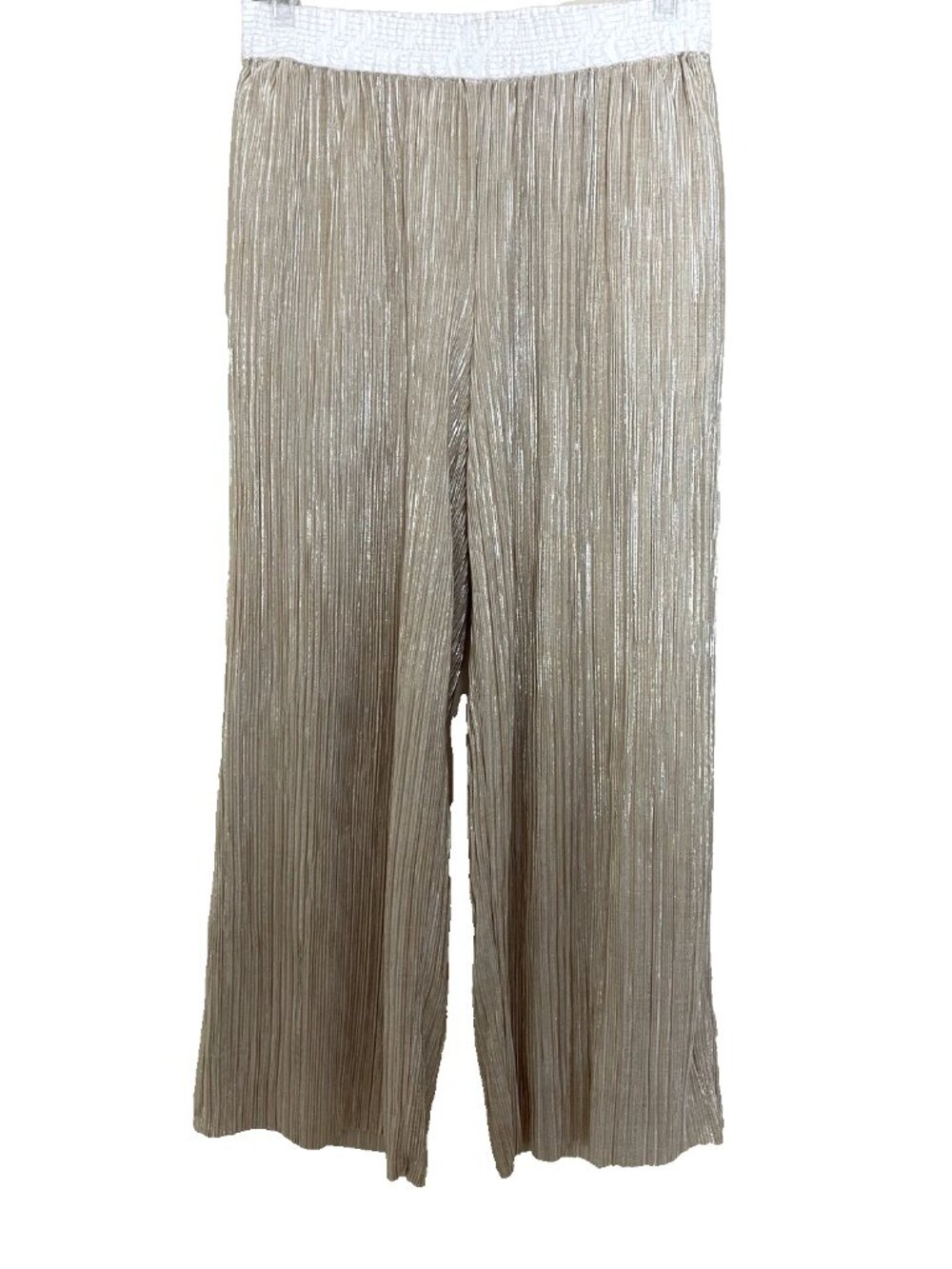 Anthropologie Elevenses Metallic Pants Women's XS Pleated Pull on Party Disco - Picture 2 of 12